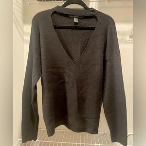 black deep-v cutout sweater